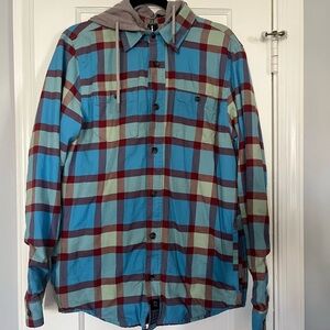 Armada Reading Plaid Flannel Hoodie Jacket Sz M